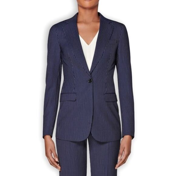 Suistudio Cameron Pinstripe Navy Blue Wool Suit Jacket Size 36R NWT - Picture 1 of 11
